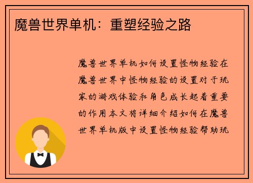 魔兽世界单机：重塑经验之路